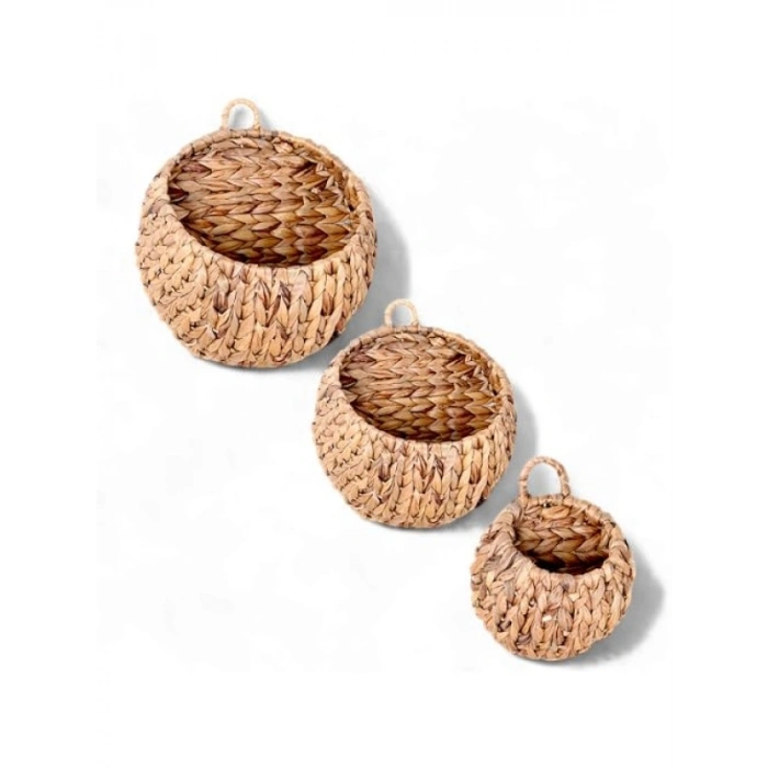 3lü El Yapımı Doğal Hasır Dekoratif Set