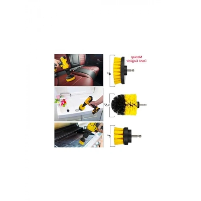 3lü Fırça Seti ile Araç ve Ev Temizliği için Yıkama Seti