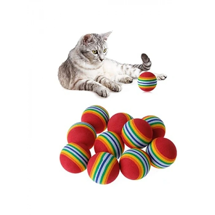 3lü Gökkuşağı Sünger Çiğneme Oyun Topu - 4,2 cm