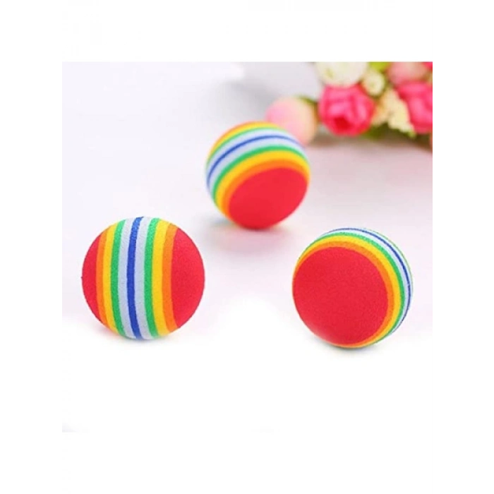 3lü Gökkuşağı Sünger Çiğneme Oyun Topu - 4,2 cm