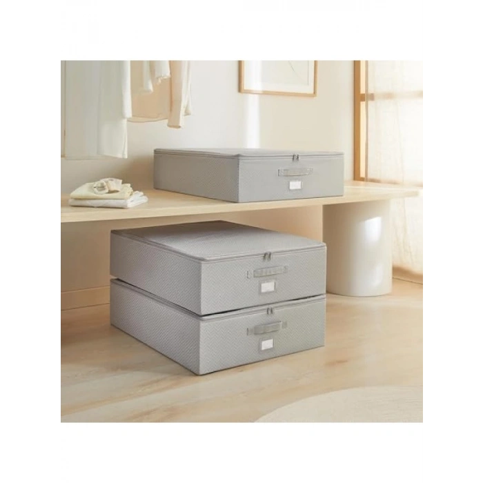 3lü Gri Destekli Kutu Hurç Seti, 55 x 70 x 18 cm