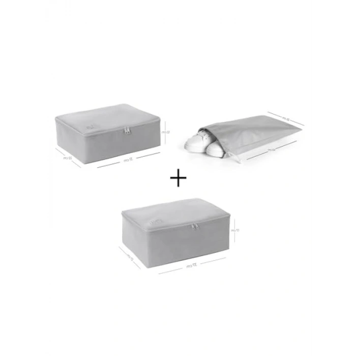 3lü Gri Renk Bavul İçi Düzenleyici Set
