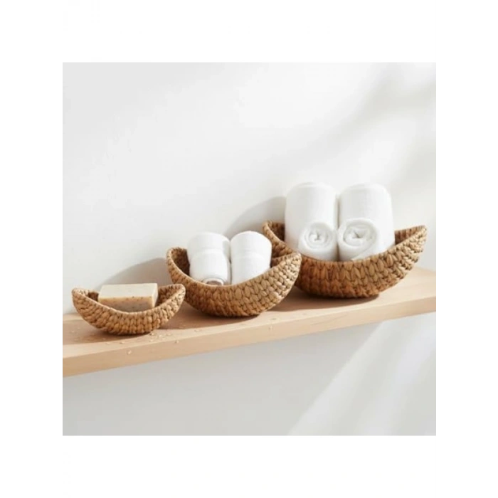 3lü Hasır Kayık Sepet Seti, Doğal Örgü Tasarım