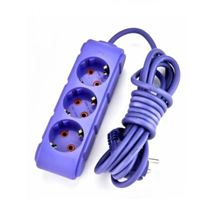 3lü Kablolu Topraklı Grup Priz, 16A 250V, 5 Metre