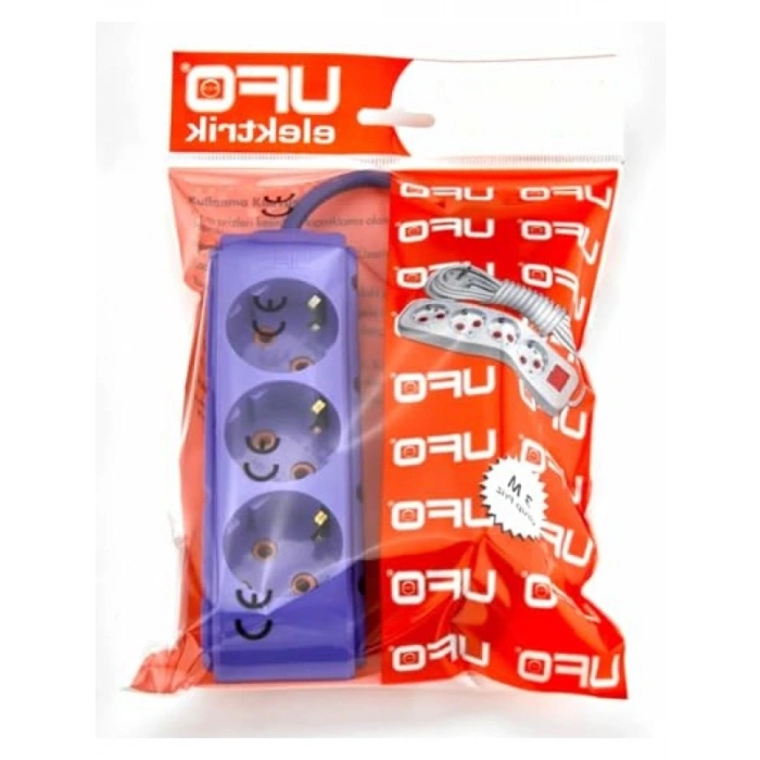 3lü Kablolu Topraklı Grup Priz, 16A 250V, 5 Metre