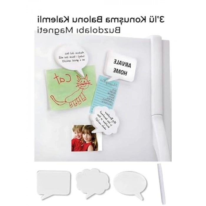 3lü Konuşma Balonu Magnet Seti ve Yazı Kalemi