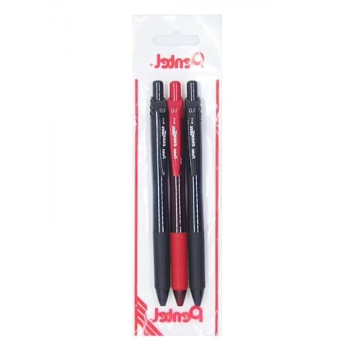 3lü Likit Roller Kalem Seti, 1.0 mm Uç, 2 Siyah 1 Kırmızı