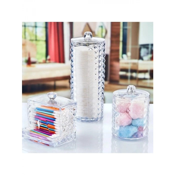 3lü Makyaj Organizer Seti - Pamukluk ve Kulak Çubuğu Organizeri