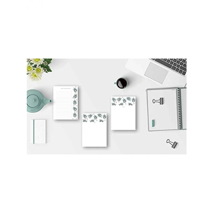 3lü Masaüstü Çiçek Desenli Not Kağıt Seti