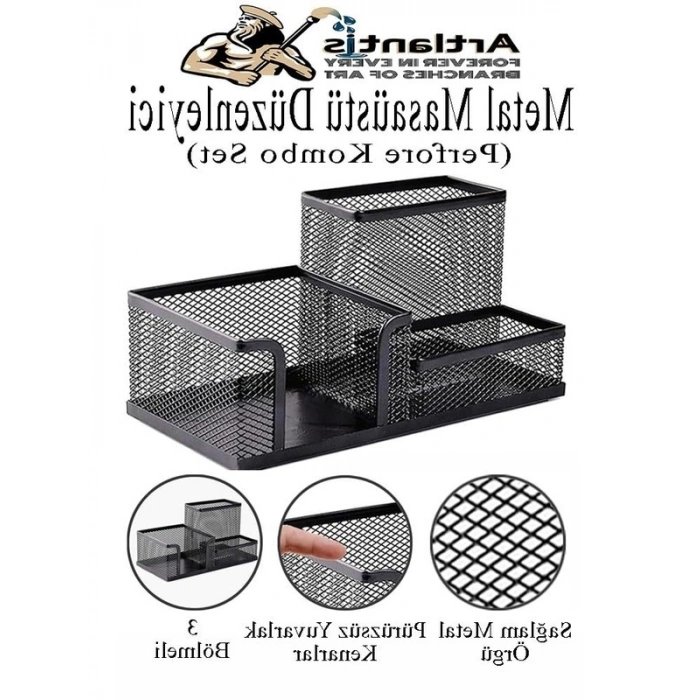 3lü Metal Kalemlik Seti, Fileli Tasarım