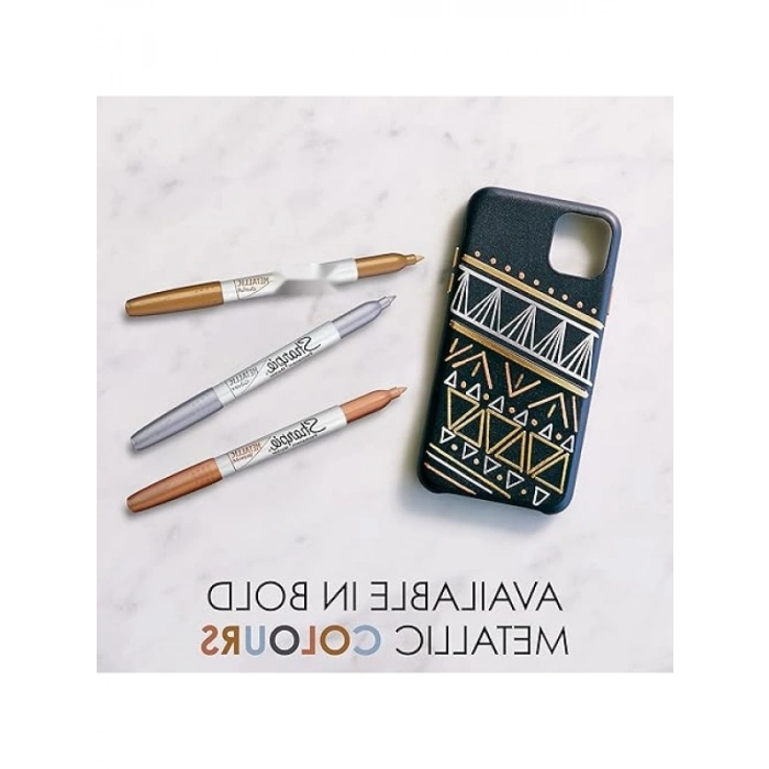 3lü Metalik Markör Seti - Altın, Gümüş ve Bronz Renkler