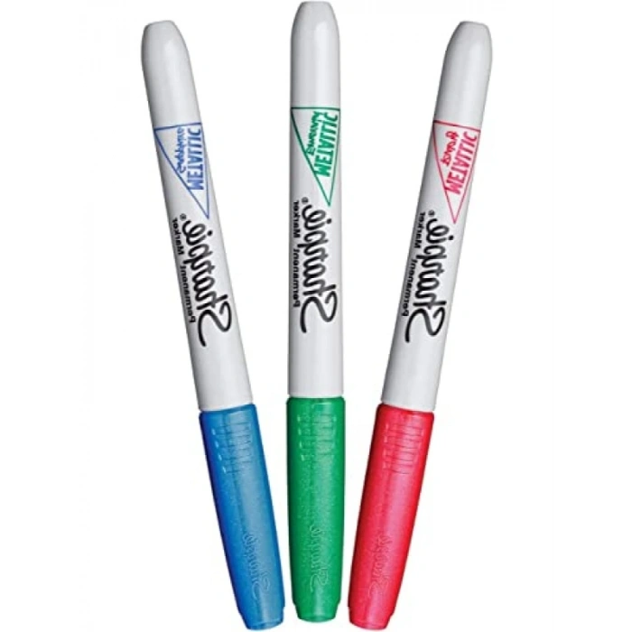 3lü Metalik Markör Seti - Kırmızı, Yeşil, Mavi