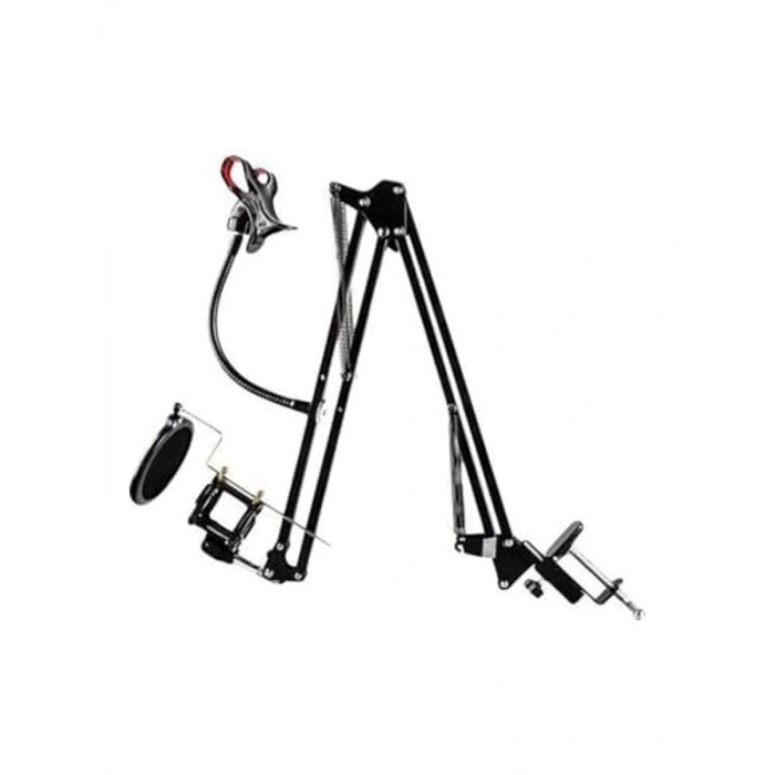 3lü Mikrofon Standı Seti, Süspansiyonlu ve Pop Filter ile