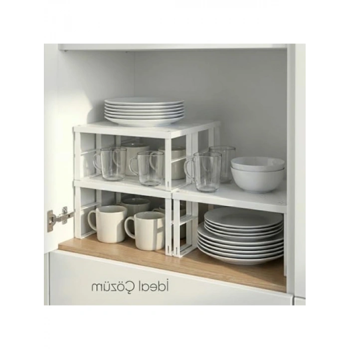 3lü Mutfak Dolabı Düzenleyici Raf Seti