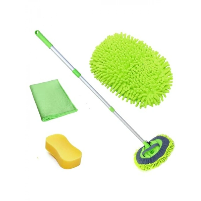 3lü Oto Dış Temizlik Seti - Mikrofiber Fırça ve Sünger