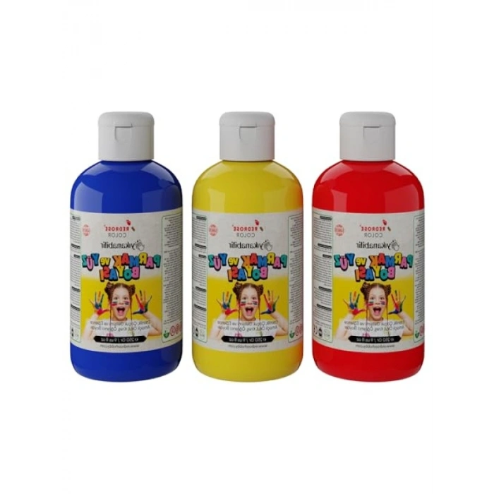 3lü Parmak Boyası Seti - Kırmızı, Mavi, Sarı