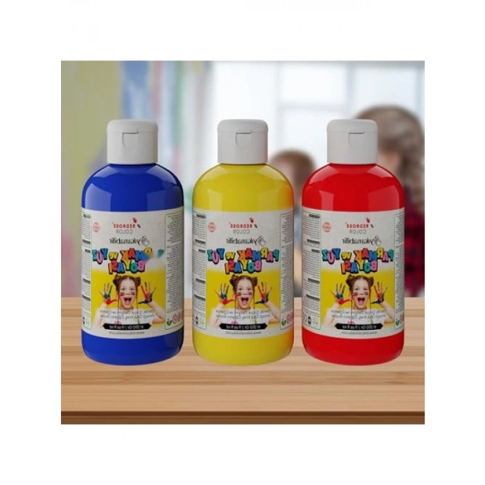 3lü Parmak Boyası Seti - Kırmızı, Mavi, Sarı
