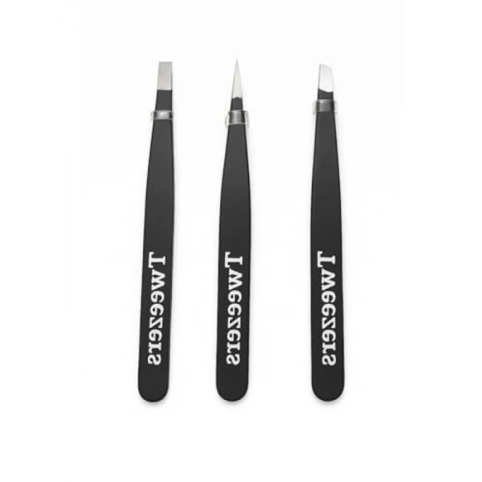 3lü Paslanmaz Çelik Cımbız Seti, Siyah Deri Taşıma Çantası ile