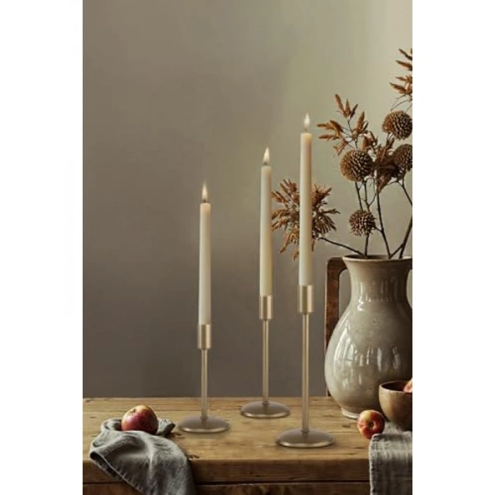 3lü Paslanmaz Dekoratif Şamdan Mumluk Seti