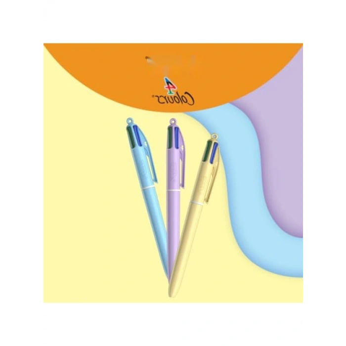 3lü Pastel Gövde Tükenmez Kalem Seti, 4 Renk