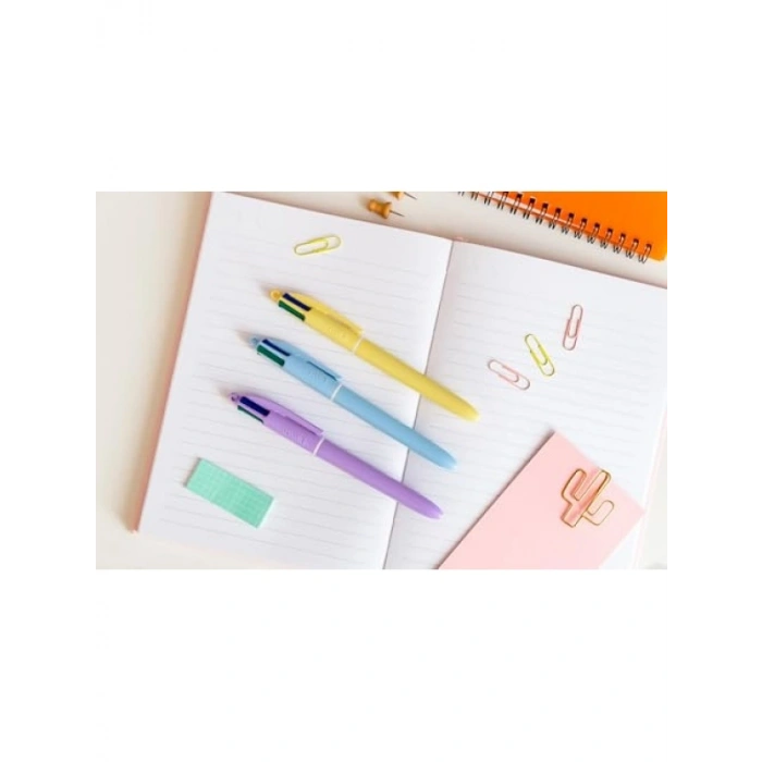 3lü Pastel Gövde Tükenmez Kalem Seti, 4 Renk