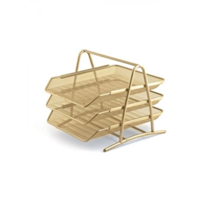 3lü Perfore Evrak Rafı Seti - Gold