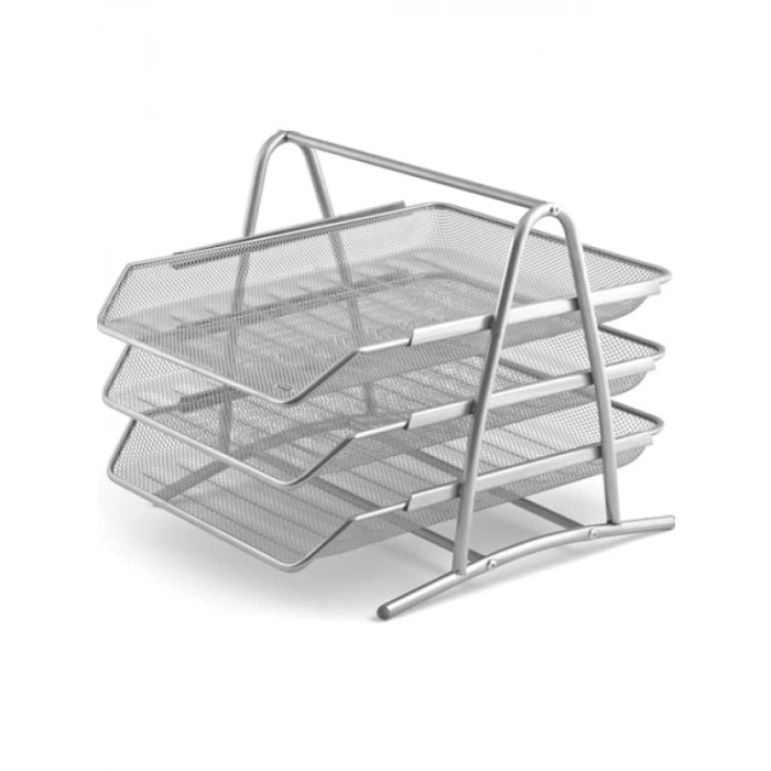 3lü Perfore Evrak Rafı Seti - Silver