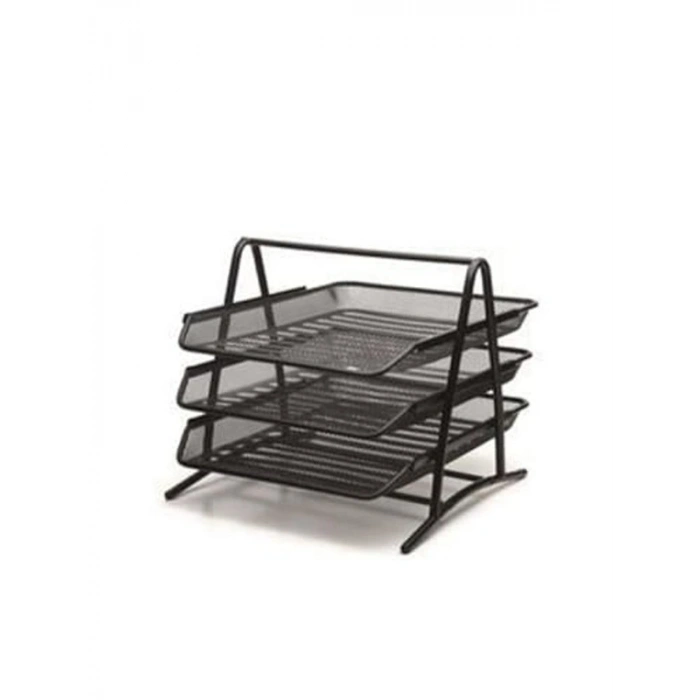 3lü Perfore Evrak Rafı - Siyah, Düzenli Ofis İçin