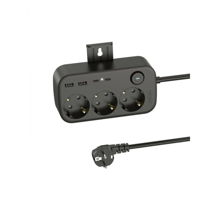 3lü Priz + 4 USB (2 Type-C + 2 USB-A) Çoklayıcı