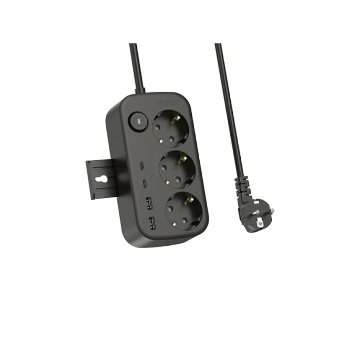 3lü Priz + 4 USB (2 Type-C + 2 USB-A) Çoklayıcı