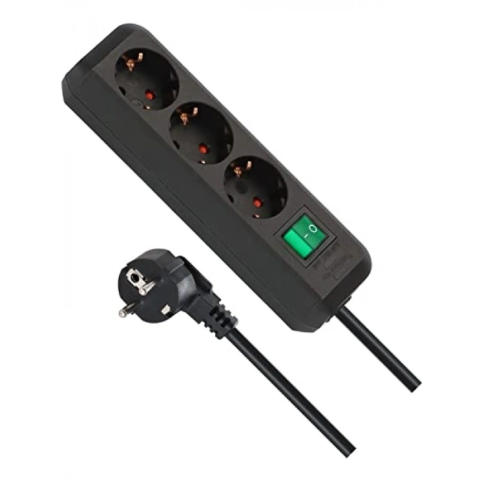 3lü Priz - Çocuk Emniyetli, 5 M Kablo ile