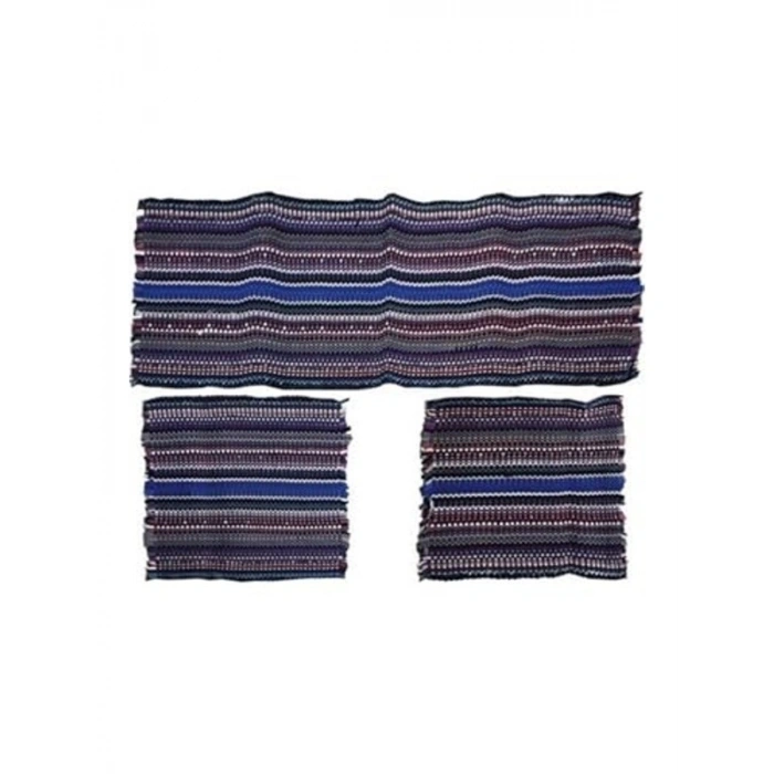 3 Lü Set Oto Koltuk Serme Kilim Minderi Siyah Beyaz