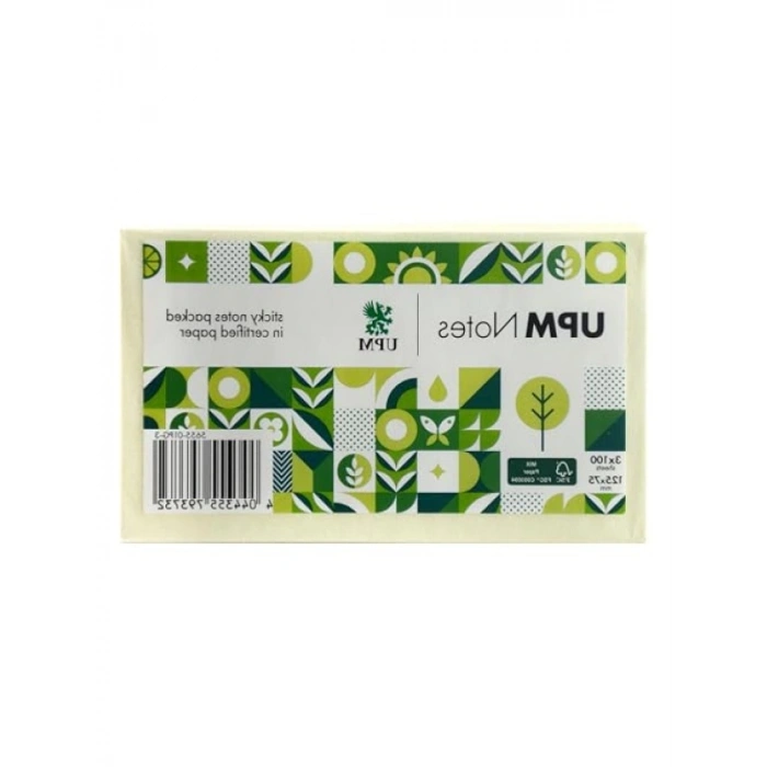 3lü Set Pastel Sarı Not Kağıdı, 100 Yaprak, 125x75 mm