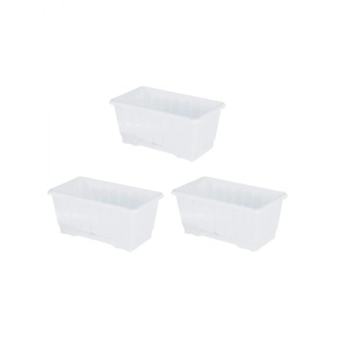 3lü Set Plastik Saksı 20 x 10 x 17 cm