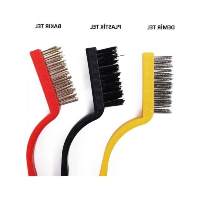 3lü Set Tel Fırça Temizlik Seti - Yağ, Kir ve Pas Sökücü