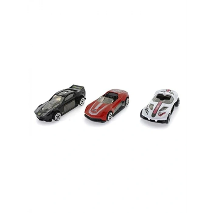 3lü Siyah Metal Yarış Arabaları Seti, Die Cast Model