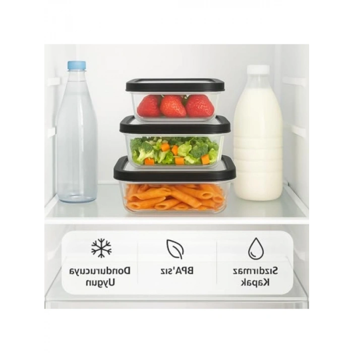 3lü Sızdırmaz Saklama Kabı Seti (300ml, 600ml, 1200ml) - Şeffaf, BPA İçermez