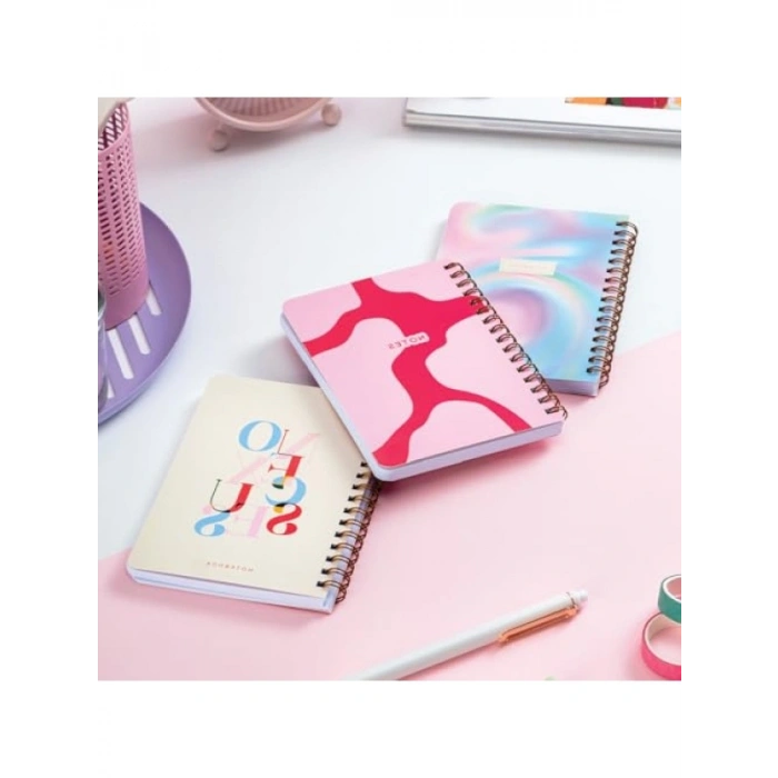 3lü Spiralli Çizgili Defter Seti - Soyut Gradient Tasarım