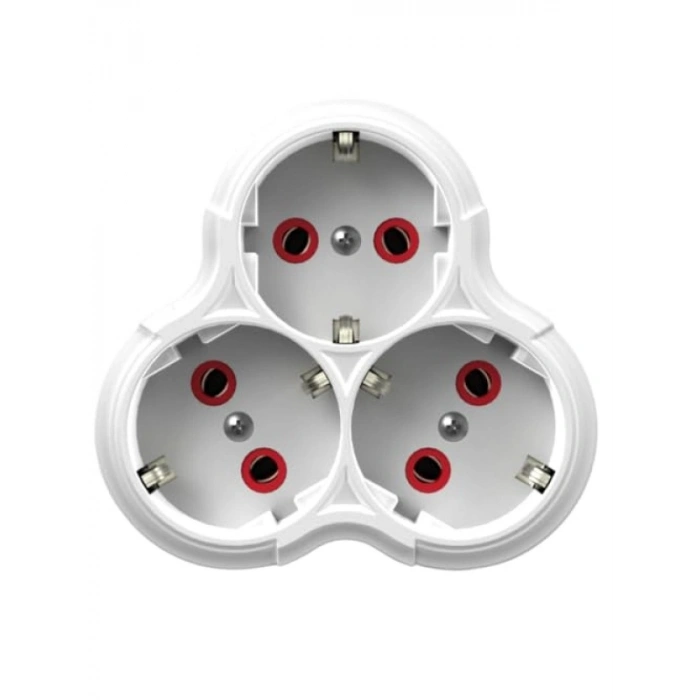 3lü Topraklı Papatya Priz (Beyaz)