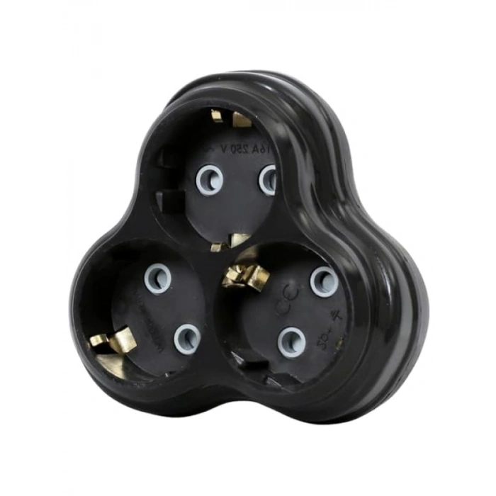 3lü Topraklı Priz Çoklayıcı, 16A 250 Volt, Duvar Tipi