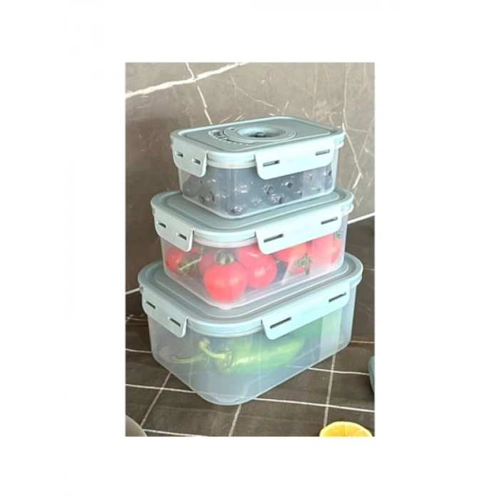 3lü Vakumlu Ürün Saklama Kabı Seti