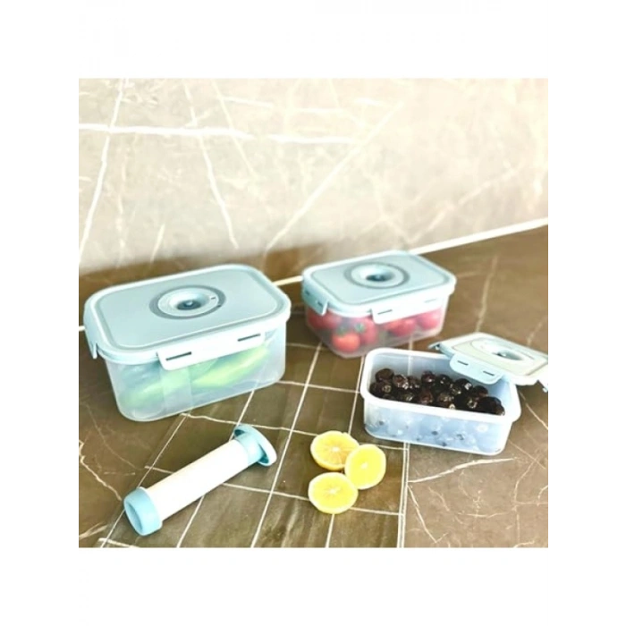 3lü Vakumlu Ürün Saklama Kabı Seti