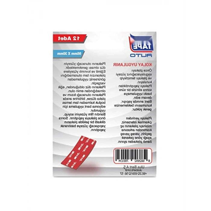 3 m Uzunluğunda Kırmızı Plaka Yapıştırma Bandı