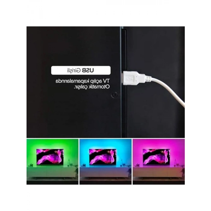 3 Metre Uzunlu Kumandalı RGB Şerit LED Seti, Enerji Sınıfı A++