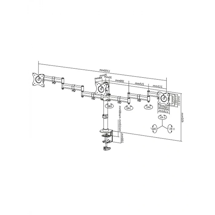 3 Monitörlü Masa Kelepçesi - 27 İnçe Kadar