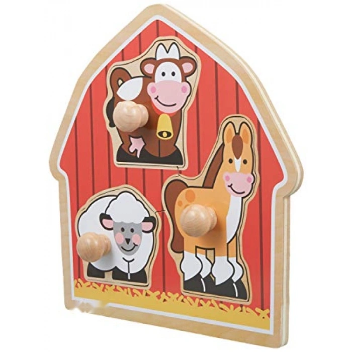 3 Parça Ahşap Yapboz - Çiftlik Hayvanları Temalı