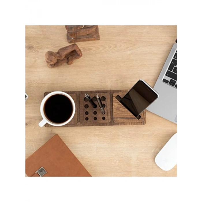 3 Parça Masaüstü Organizer, Ceviz Renk