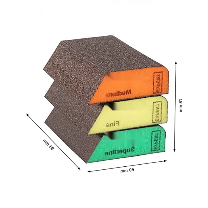 3 Parçalı Kombi Zımpara Sünger Seti, Ø 69 x 97 x 26 mm