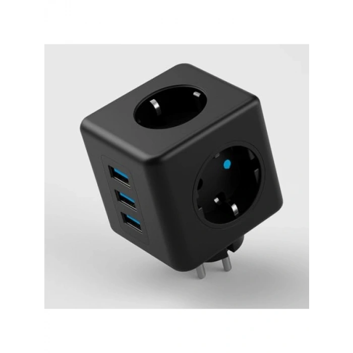 3 Prizli Grup Şarj Fişi, 2 USB + 1 Type-C, Kısa Devre Koruma