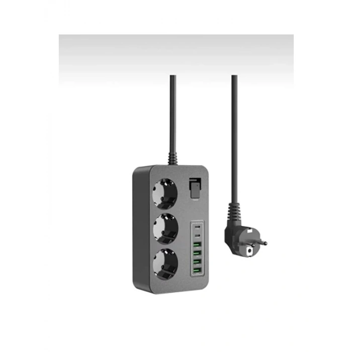 3 Prizli Uzatma Kablosu - 5 Metre, 4 USB + 2 Type-C